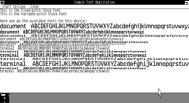 Windows 1.0 Alpha Sample Font Application