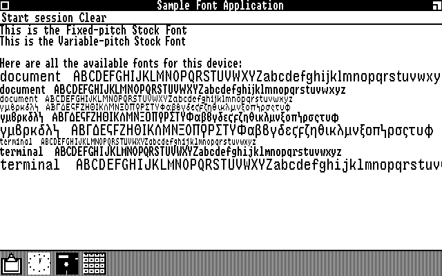 Windows 1.0 DR5 Sample Font Application