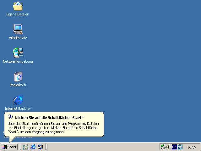 Windows 2000 "Auf Start klicken!"