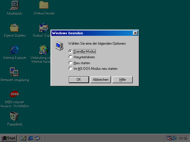 Windows 98 SE Herunterfahren