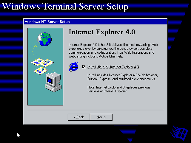 Windows NT 4 Setup installiert den IE4