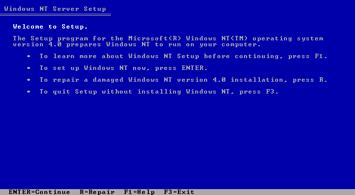 Windows NT 4 Setup
